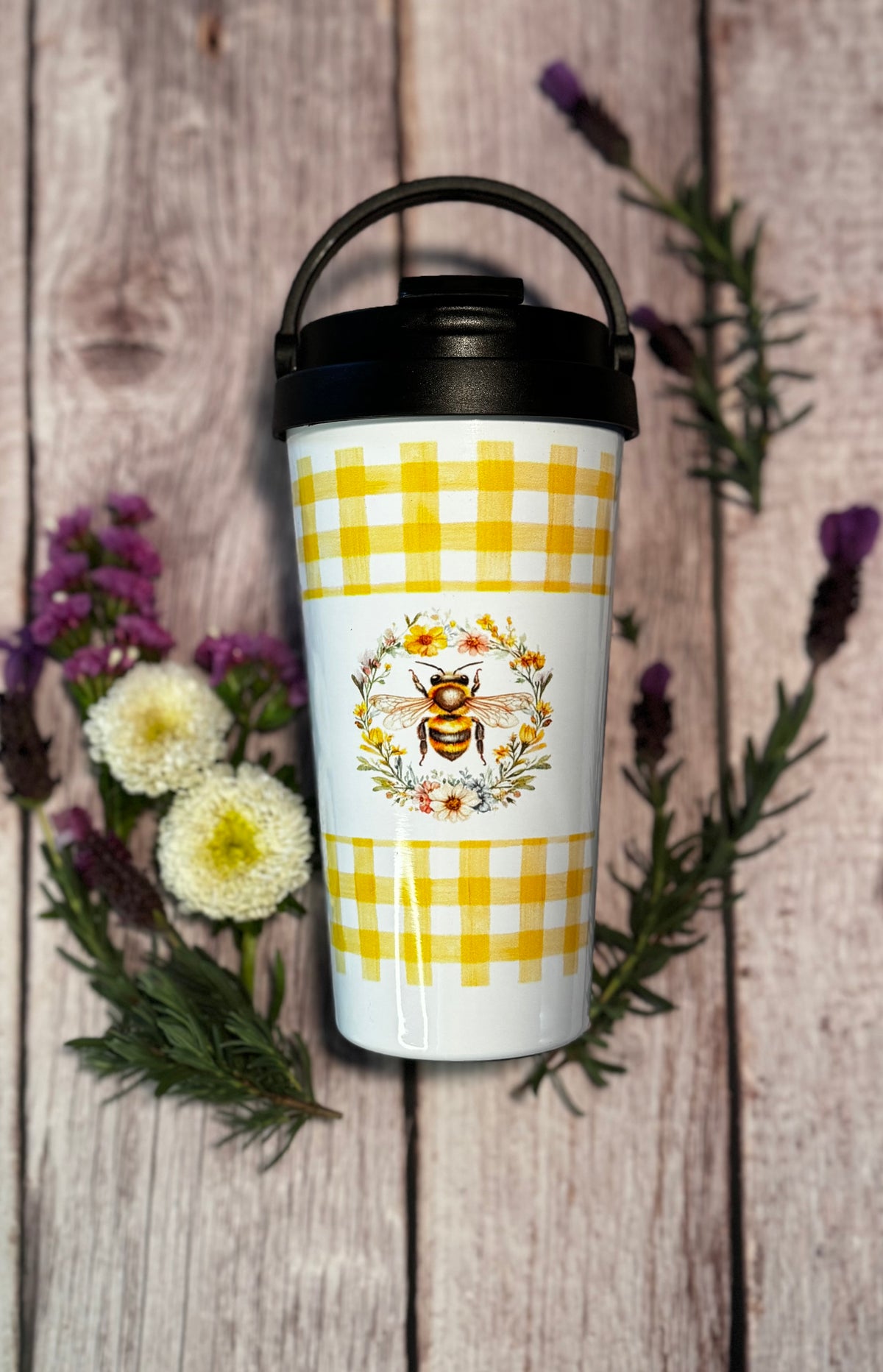 Little Bee 443ml (15oz) Stainless Steel Travel Mug - Cottee Creations