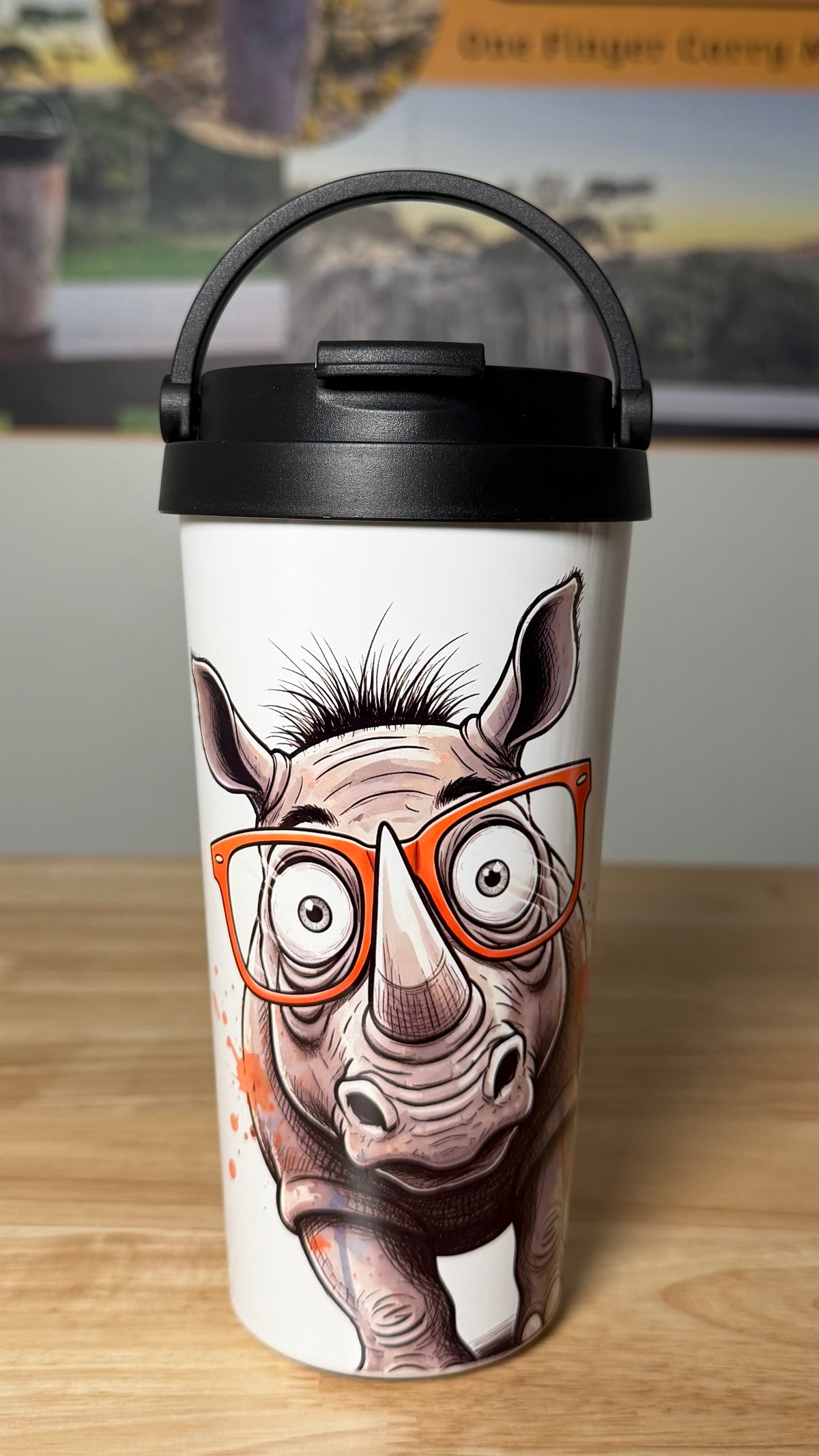 "Rita Rhino" Easy Carry Travel Mug (443ML)