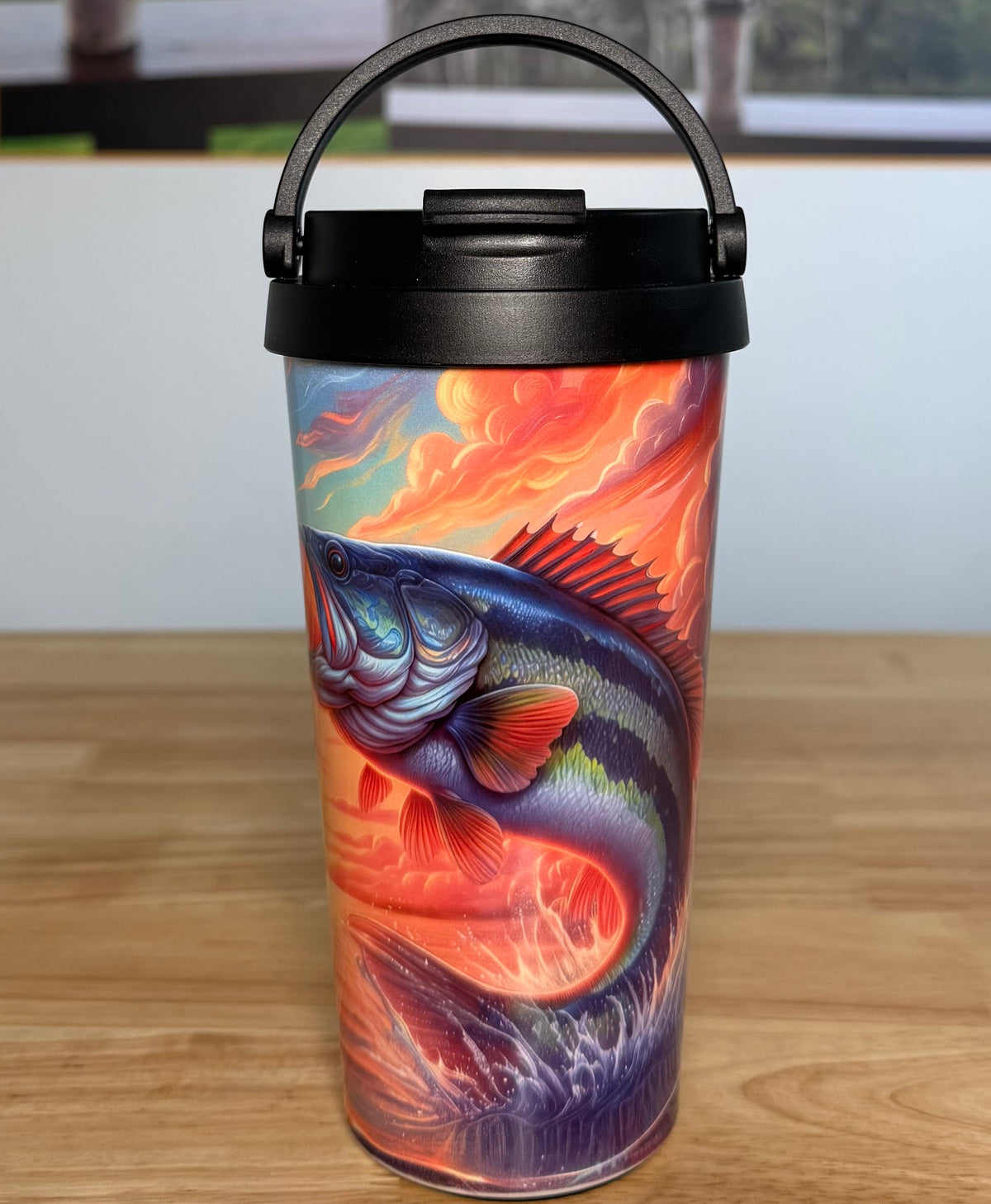 "Here Fishy" Easy Carry Travel Mug (443ML)