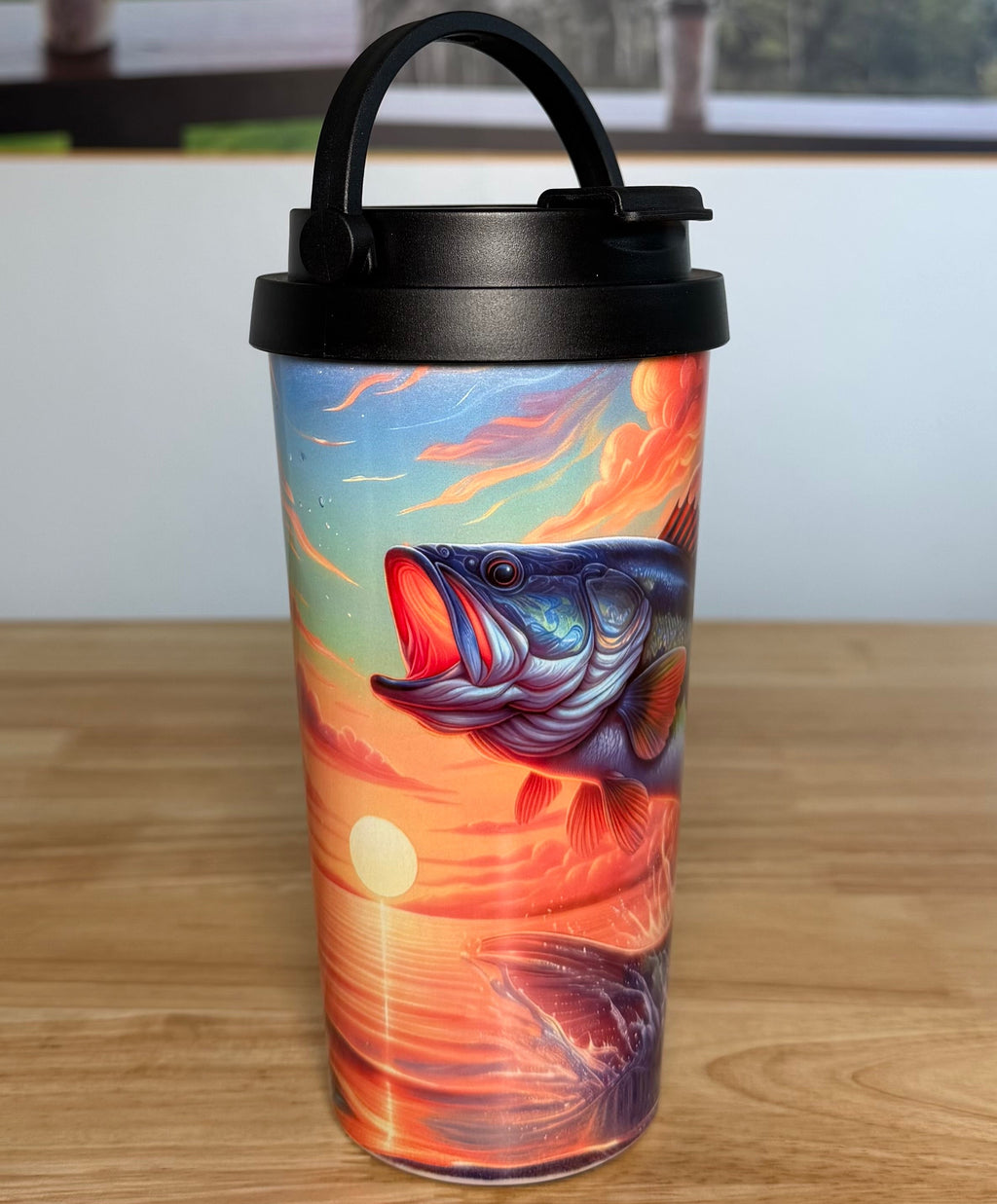 "Here Fishy" Easy Carry Travel Mug (443ML)
