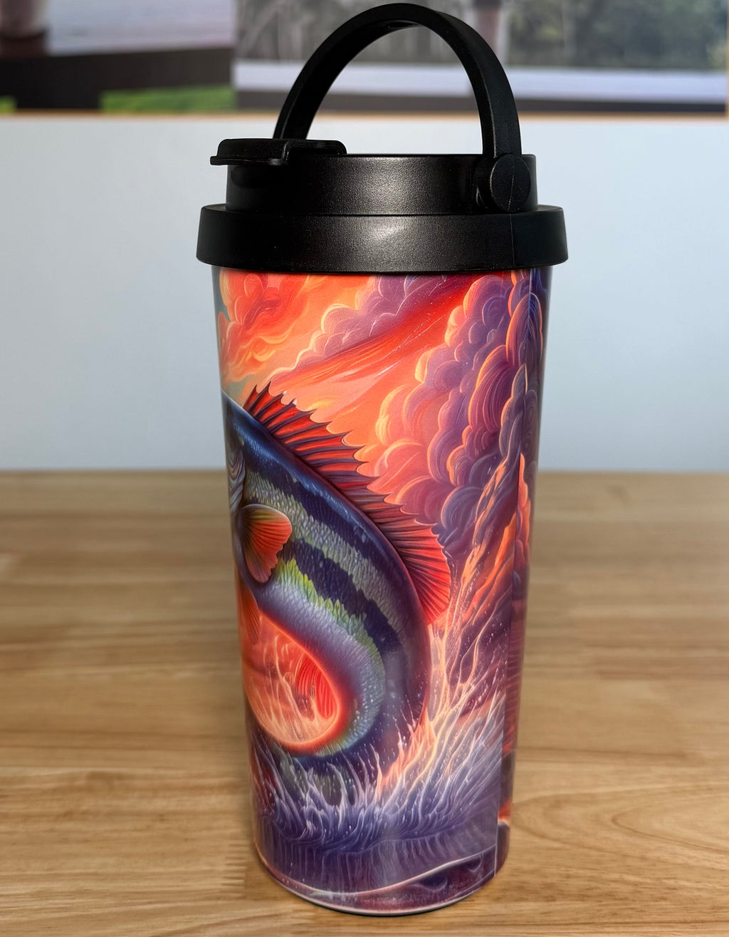 "Here Fishy" Easy Carry Travel Mug (443ML)