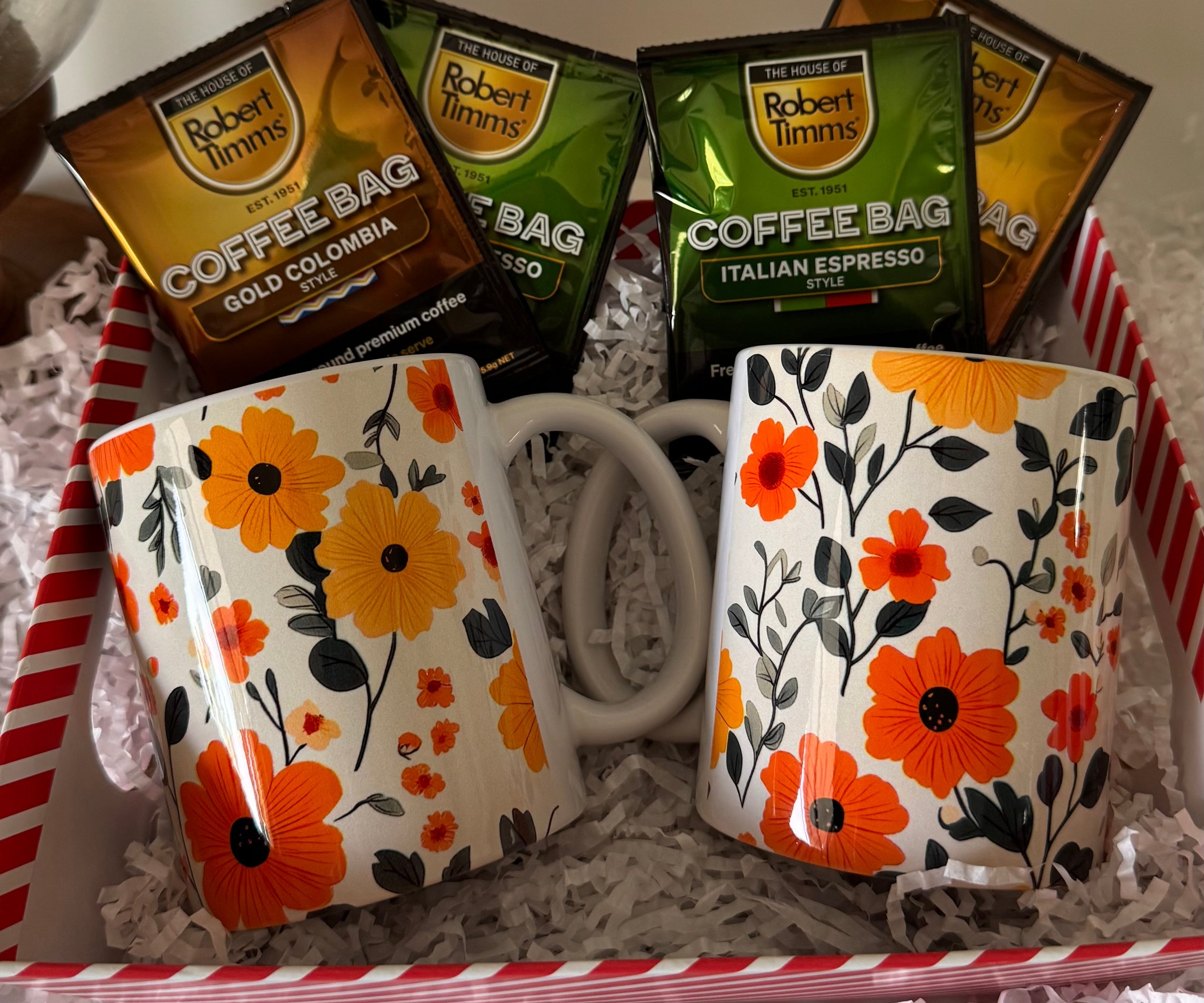 Floral Coffee and Mugs Gift Pack
