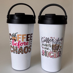 2 Pack Coffee Lover Easy Carry Travel Mugs - Cottee Creations