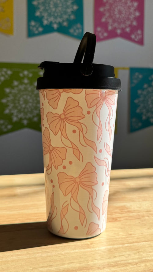 Bows Travel Mug (not quite right print) - Cottee Creations