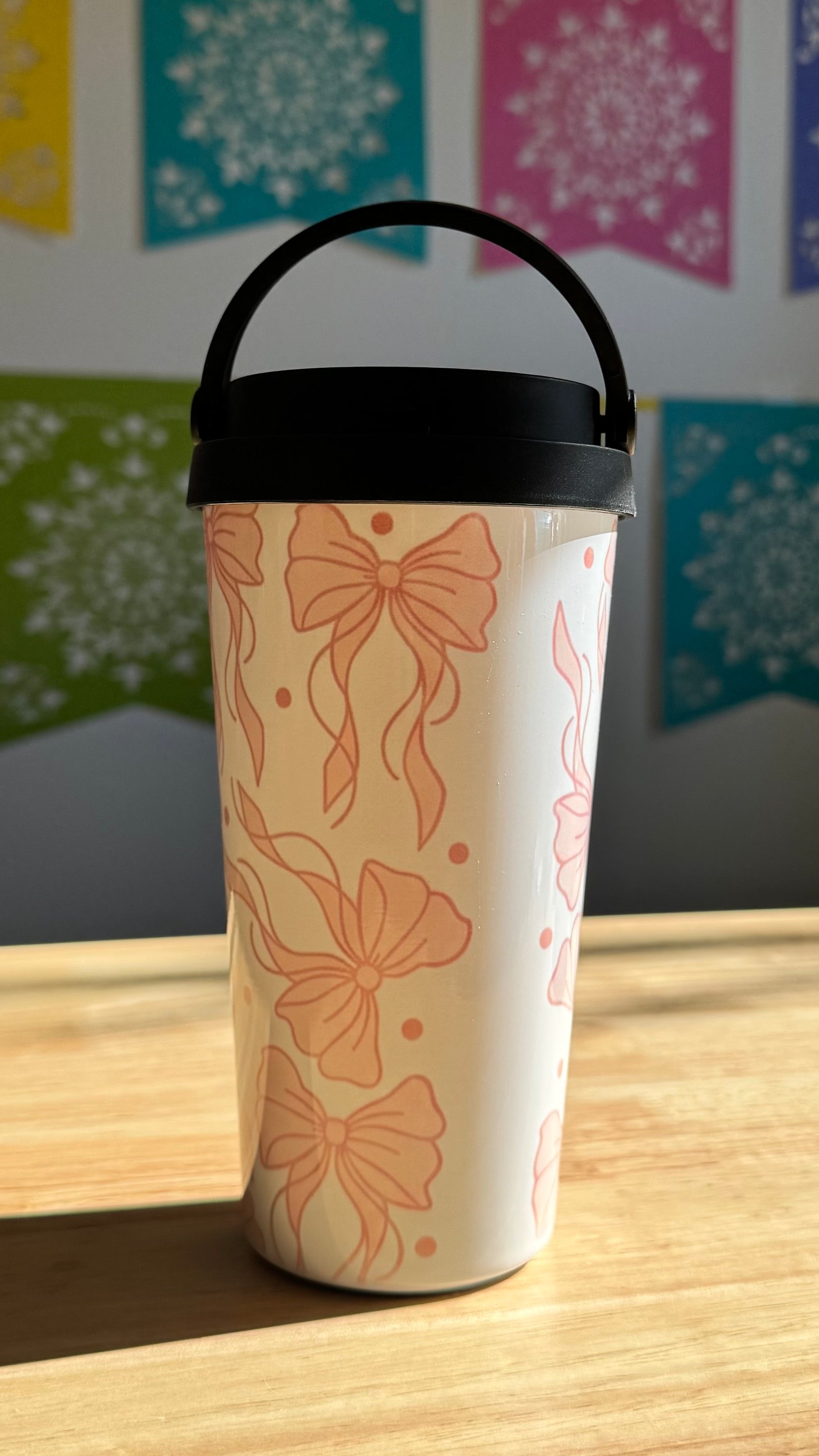 Bows Travel Mug (not quite right print) - Cottee Creations