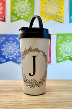 Select your initial Wreath 443ml (15oz) Stainless Steel Travel Mug