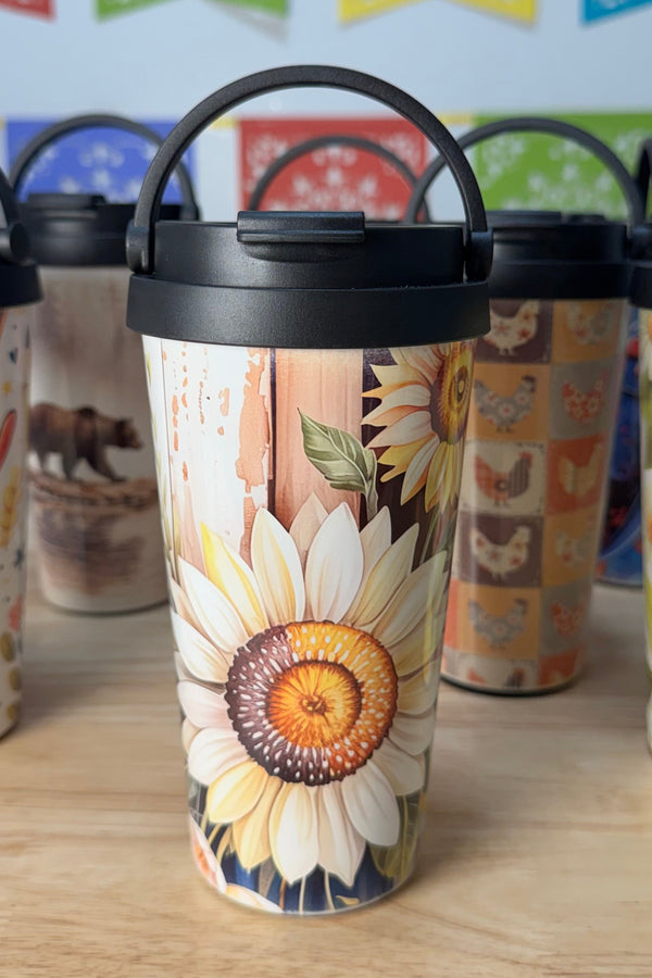 "Lucy Sunflower" Easy Carry Travel Mug