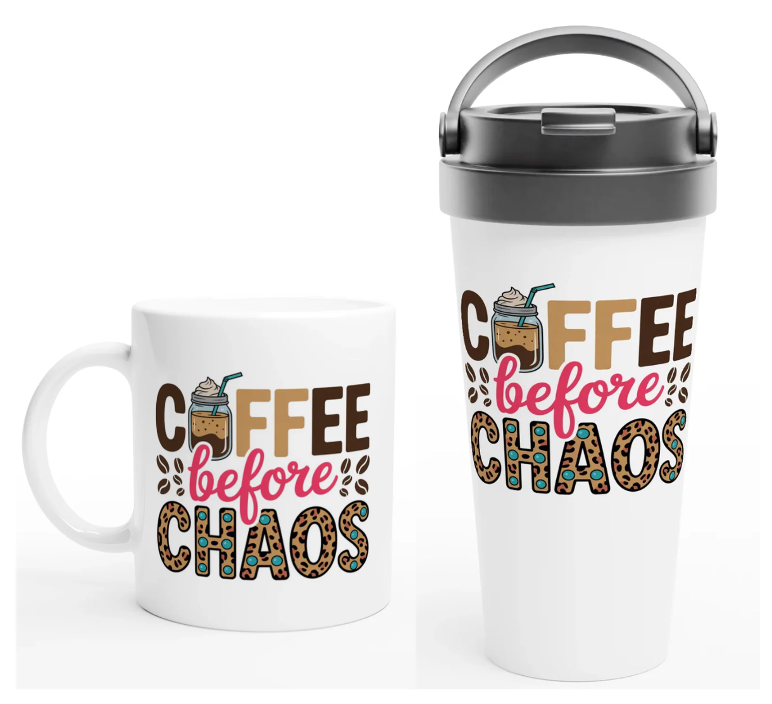 Coffee Before Chaos Mug Pair