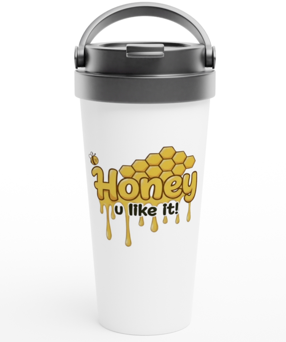 Honey You Like It 443ml (15oz) Stainless Steel Travel Mug - Cottee Creations