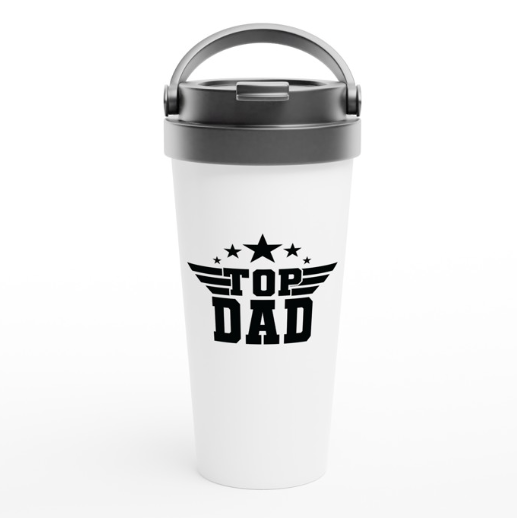 Top Dad 443ml (15oz) Stainless Steel Travel Mug - Cottee Creations