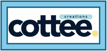 Logo of cottee creations with a blue border and white background