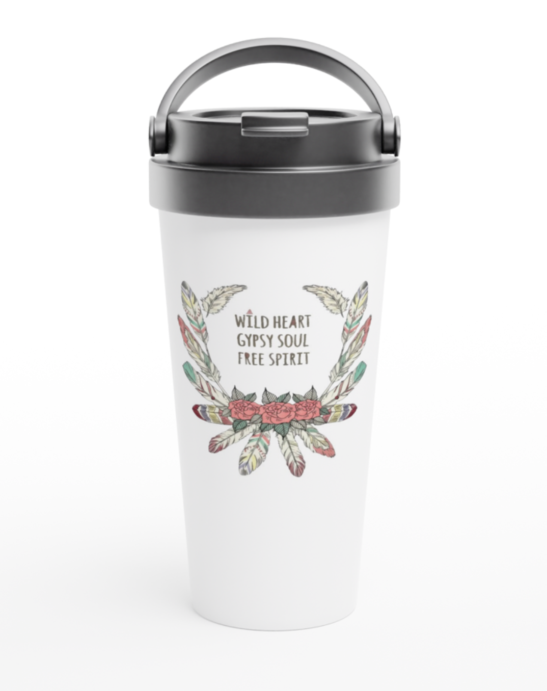 Wild Heart 443ml (15oz) Stainless Steel Travel Mug - Cottee Creations
