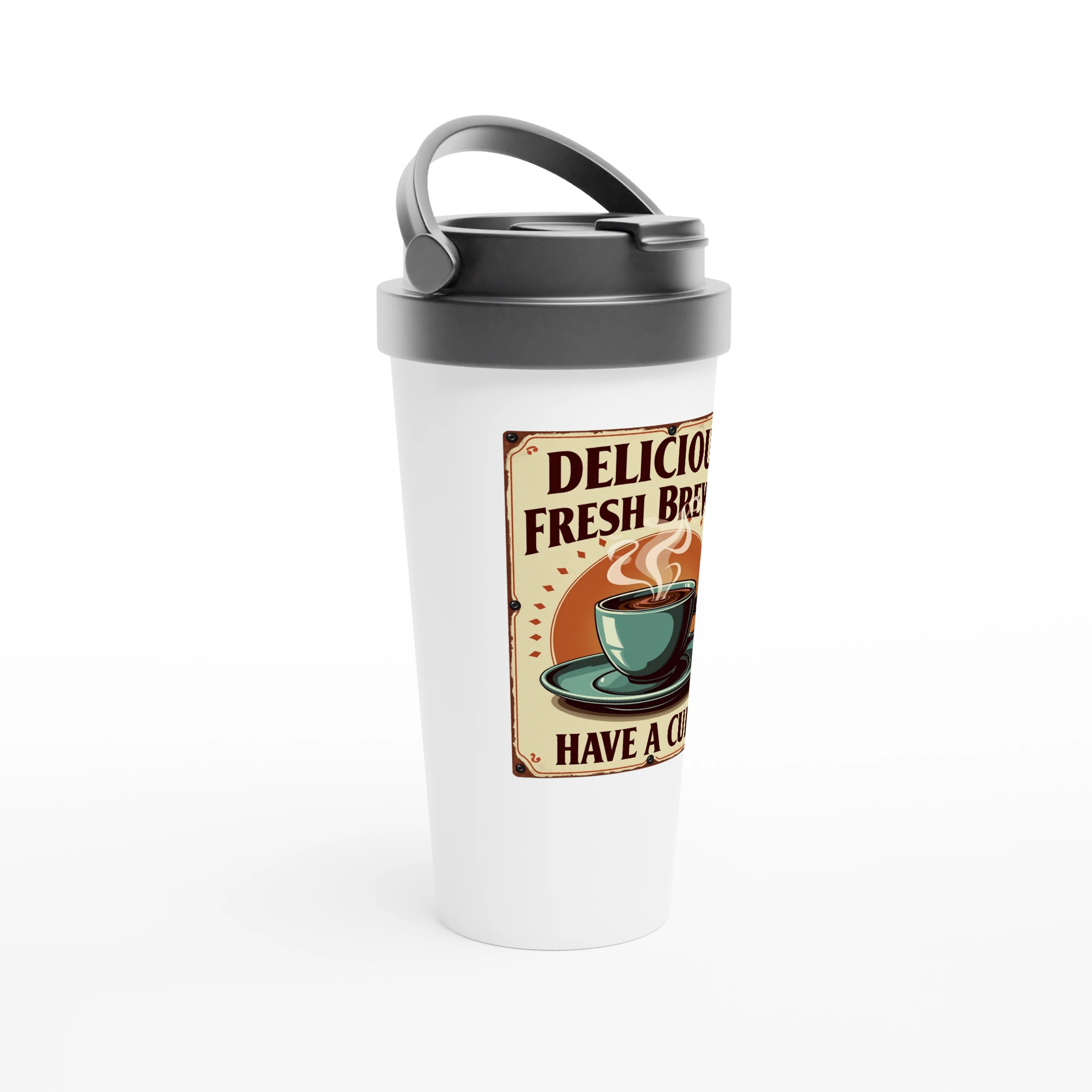 Fresh Brewed Coffee 443ml (15oz) Stainless Steel Travel Mug - Cottee Creations