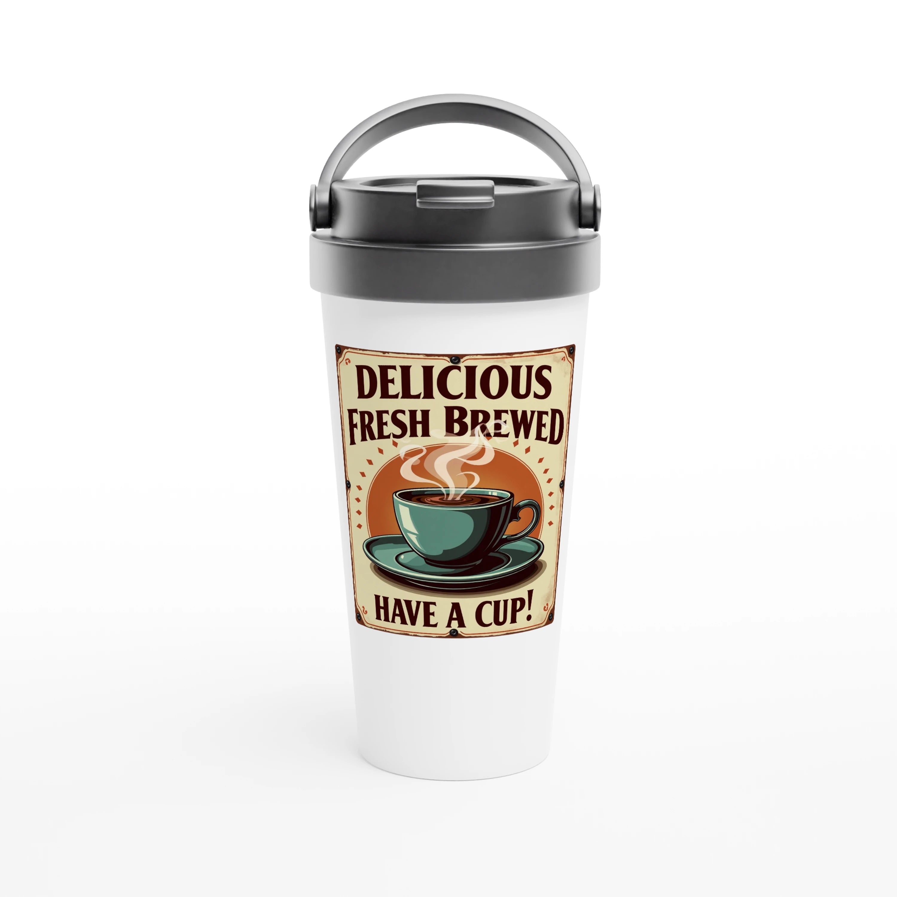 Fresh Brewed Coffee 443ml (15oz) Stainless Steel Travel Mug - Cottee Creations