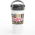 Coffee Before Chaos 443ml (15oz) Stainless Steel Travel Mug - Cottee Creations