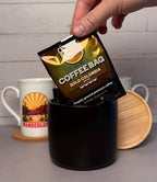 Wanderlust Coffee Mug Gift Set: Porcelain Mugs, Coasters & Chocolate - Cottee Creations