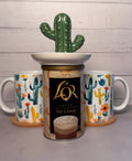 Cactus Coffee Mug Gift Set: Ceramic Mugs, Coasters, Coffee & Trinket Dish - Cottee Creations