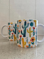 Cactus Coffee Mug Gift Set: Ceramic Mugs, Coasters, Coffee & Trinket Dish - Cottee Creations