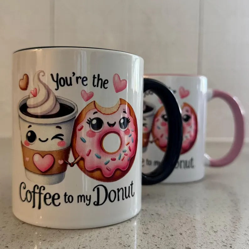 Coffee and Donut Lover Mug Set: Aussie Humor Gift - Cottee Creations