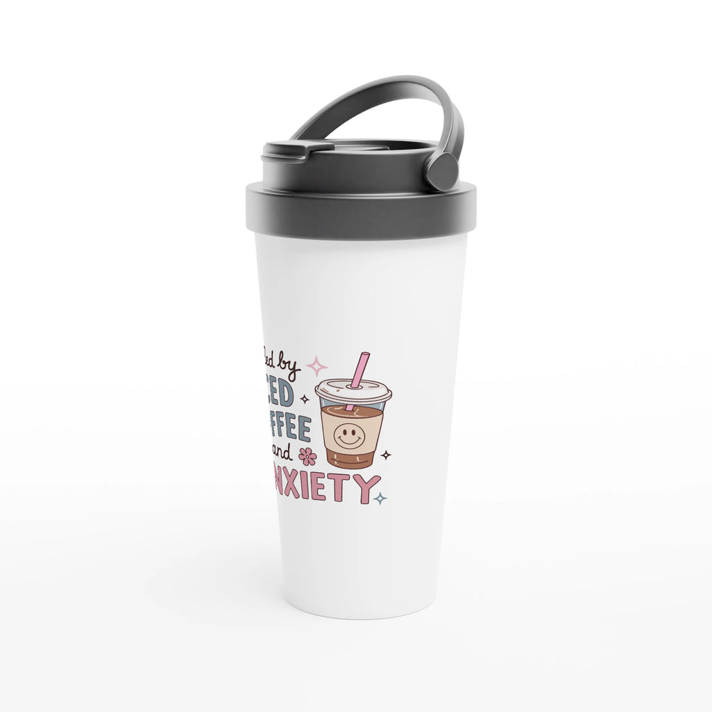 Fueled by Iced Coffee and Anxiety 443ml (15oz) Stainless Steel Travel Mug - Cottee Creations