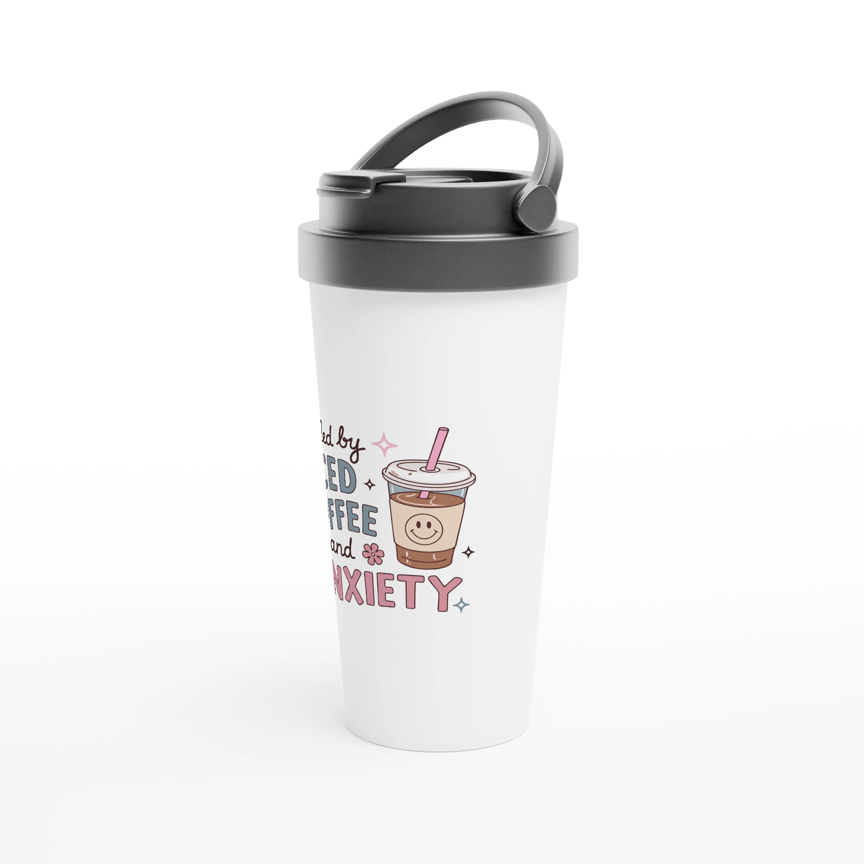 Fueled by Iced Coffee and Anxiety 443ml (15oz) Stainless Steel Travel Mug - Cottee Creations