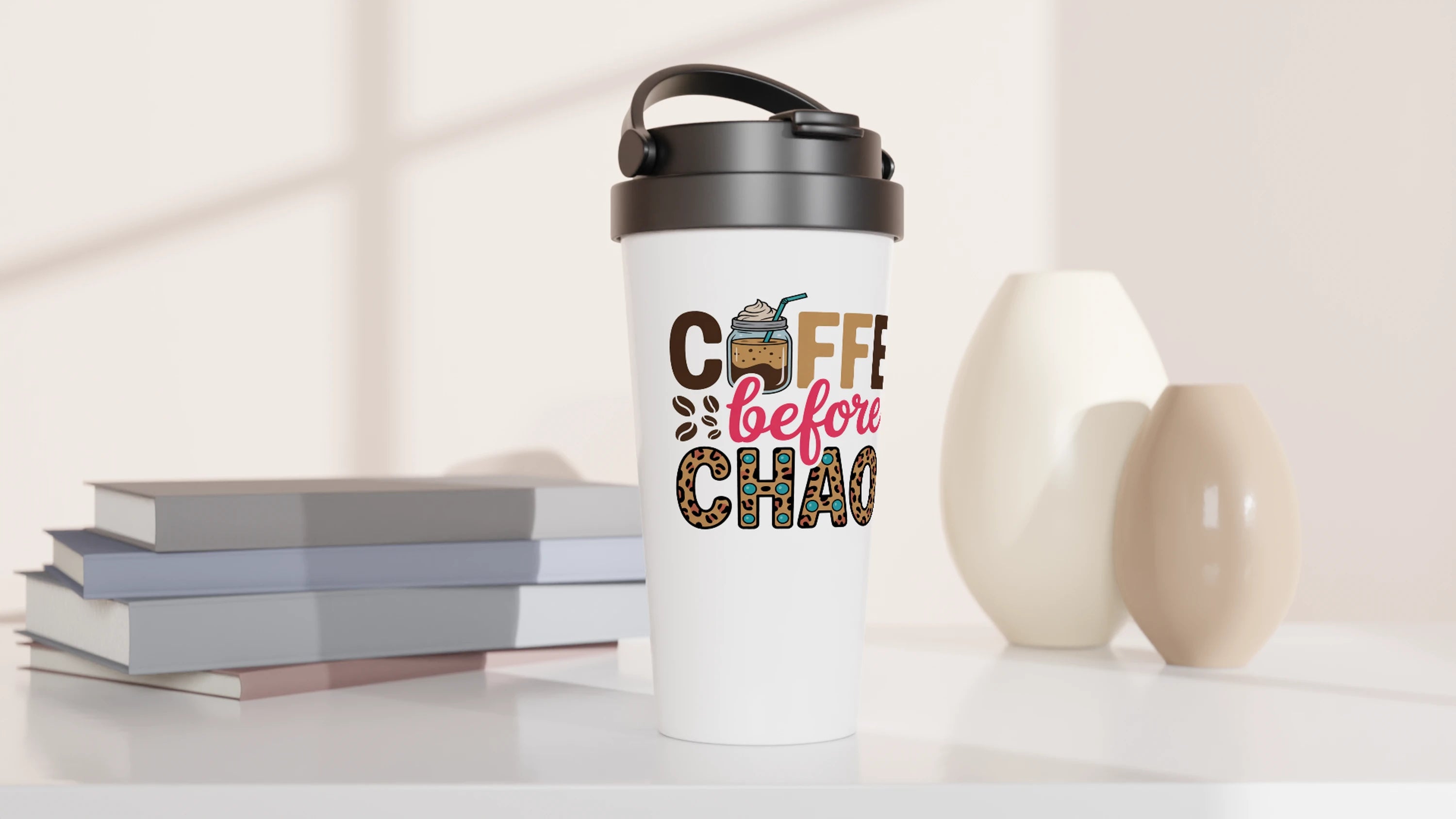 Coffee Before Chaos 443ml (15oz) Stainless Steel Travel Mug - Cottee Creations