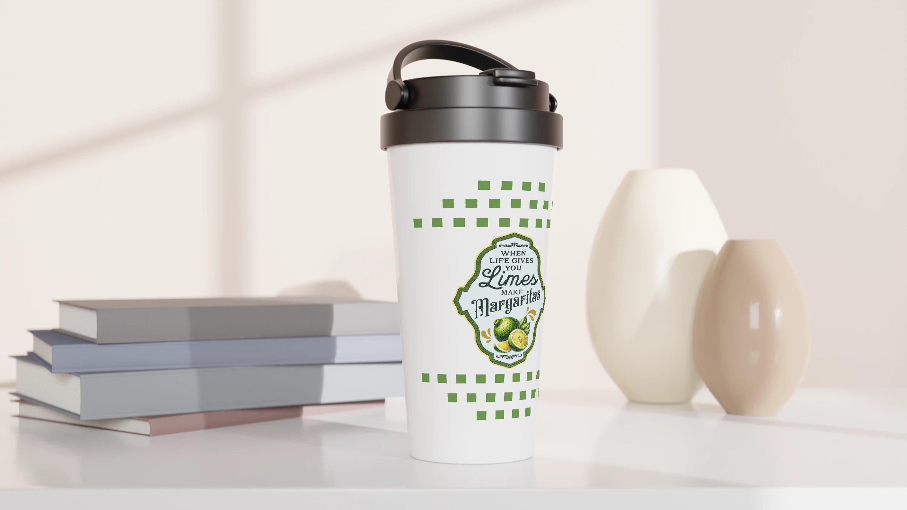 When Life Gives You limes, Make Margaritas 443ml (15oz) Stainless Steel Travel Mug - Cottee Creations